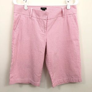 J. Crew | City Fit Pink Seersucker Bermuda Shorts